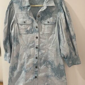 Tie-Dye Denim Button-Up Dress